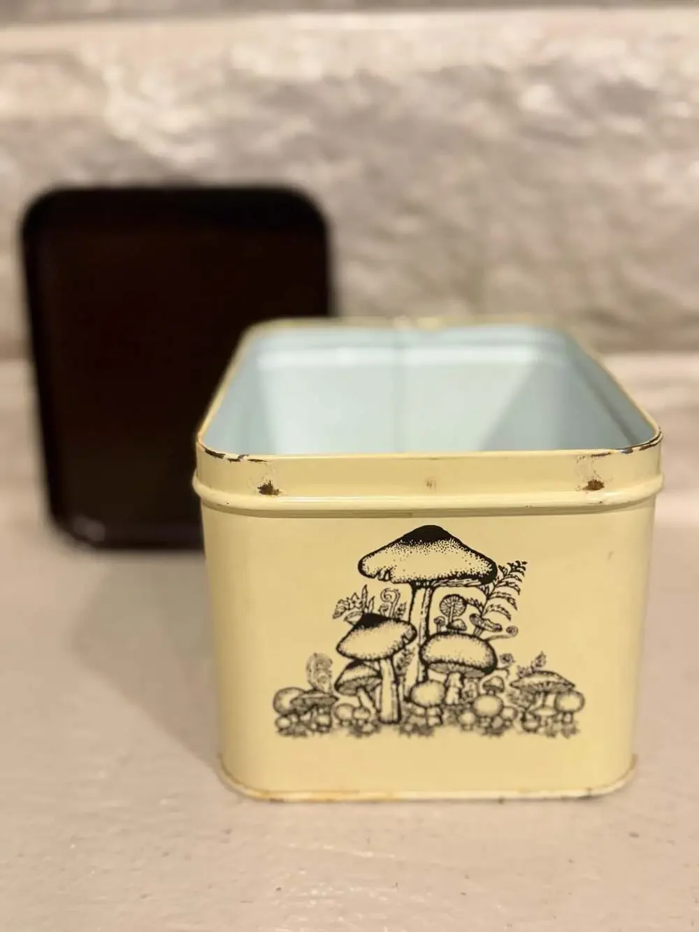 Vintage Mid-Century Retro Mushroom Tin Storage Canister